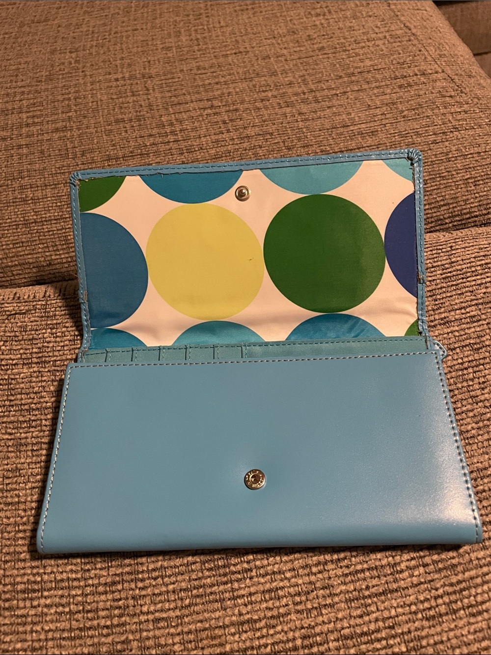 Wilsons Leather Light Blue Wallet with Multicolor Dot Lining